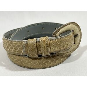Snakeskin Belt Womens Medium Tan Leather Exotic Western Boho Adjustable